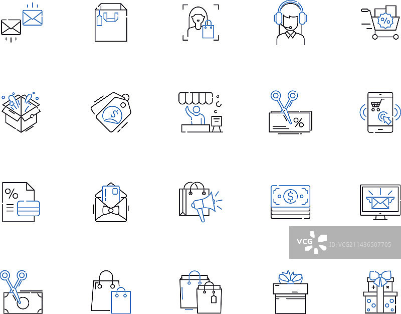 购物轮廓图标系列优惠购买图片素材