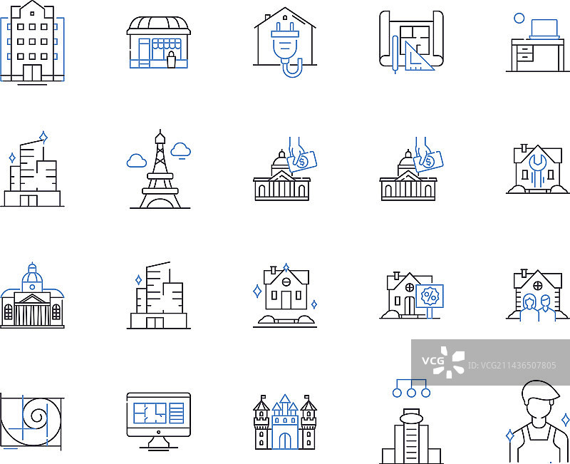 房屋和住所轮廓图标合集图片素材