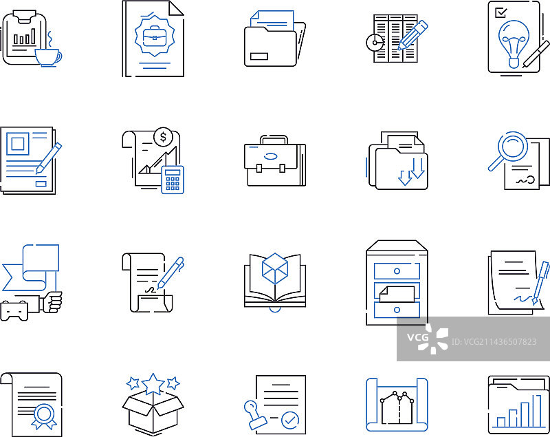 商务文件和文件夹轮廓图标图片素材