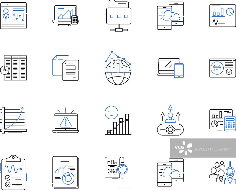 数据与云轮廓图标合集图片素材