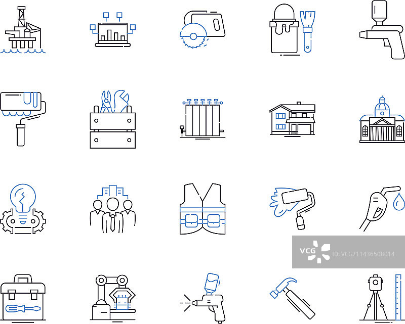 建筑工人与行业轮廓图标合集图片素材