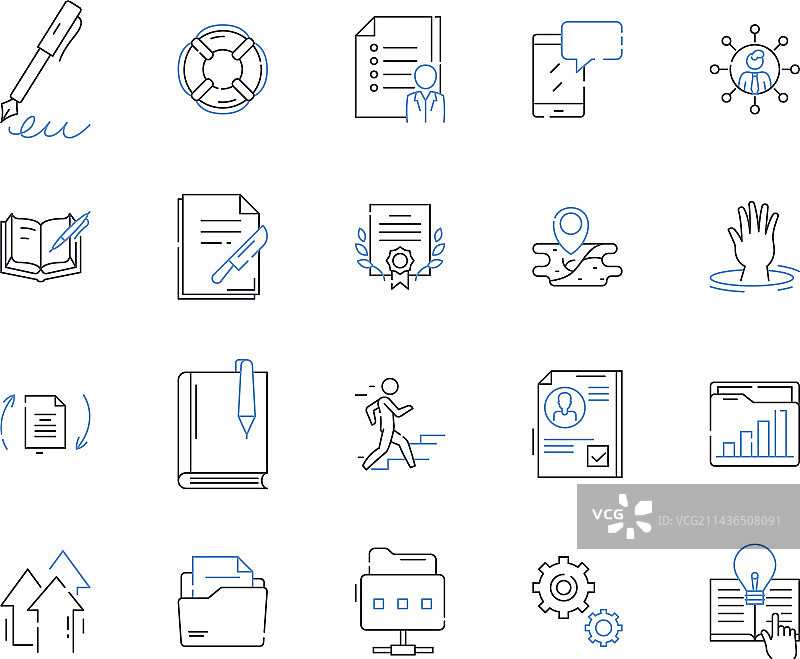 办公室工具轮廓图标合集工作场所图片素材