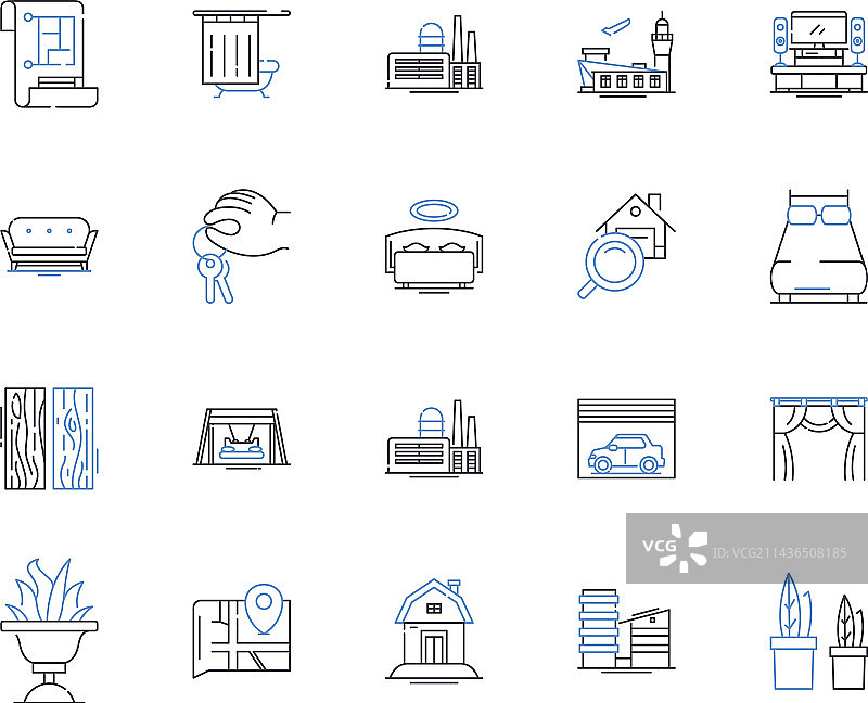 公寓和住宿轮廓图标图片素材