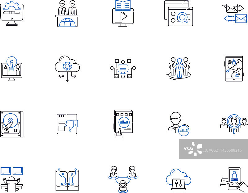 数字营销轮廓图标合集图片素材
