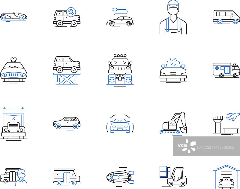 交通运输和物流轮廓图标合集图片素材