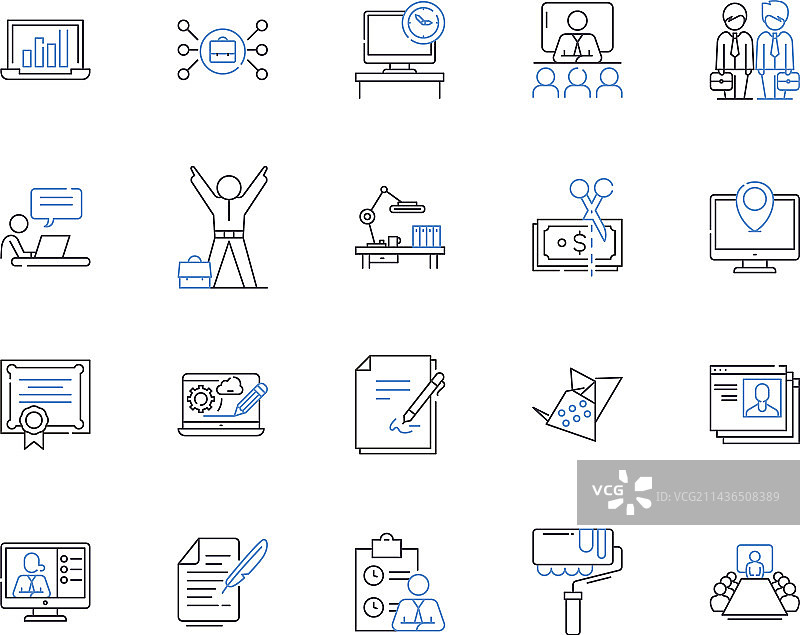 工作会议轮廓图标集合图片素材