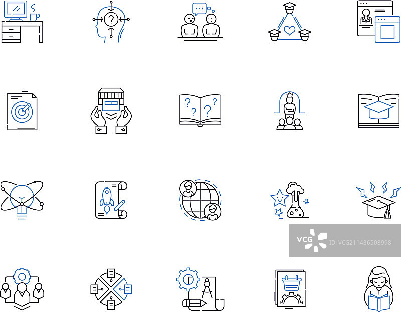 教育中心轮廓图标合集图片素材