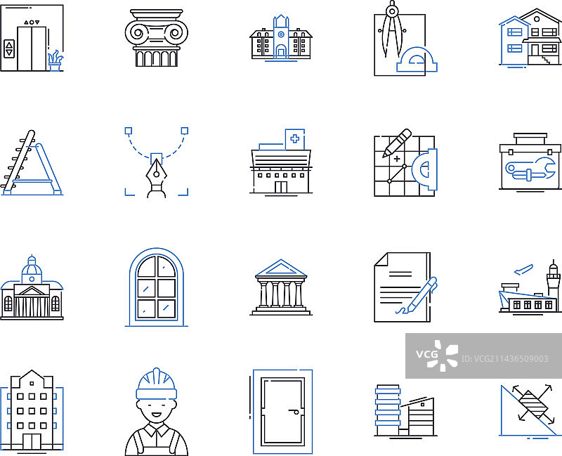 工程工具轮廓图标集合图片素材