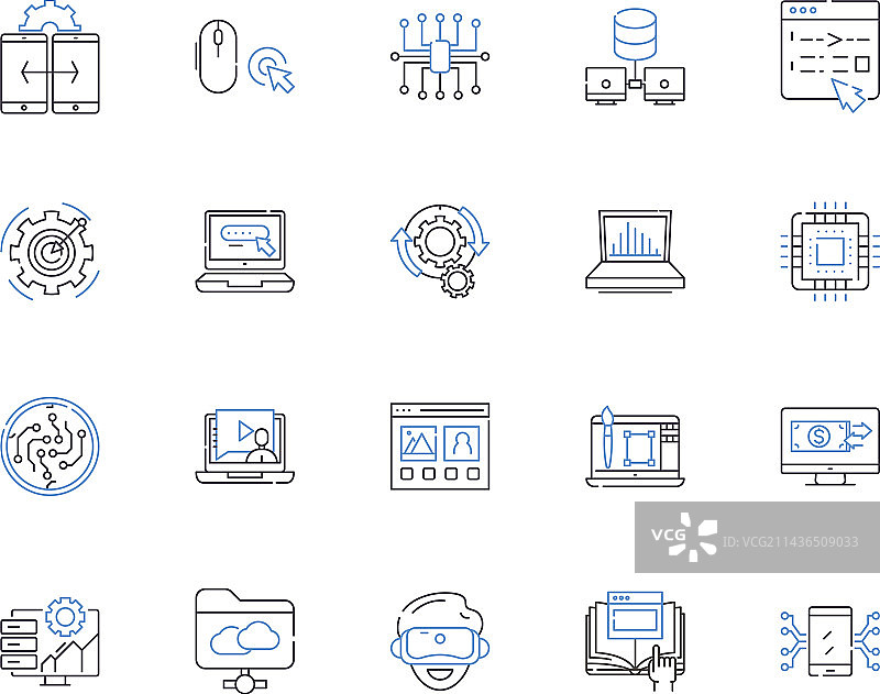 网站和设备轮廓图标合集图片素材