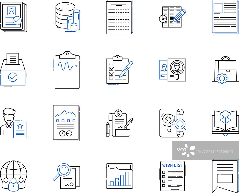 文档管理轮廓图标合集图片素材