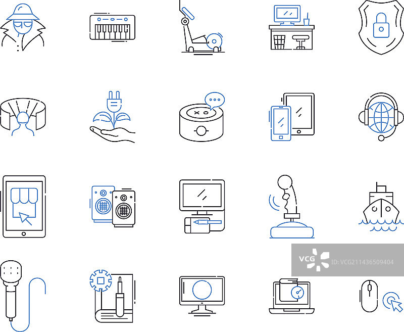 电子产品轮廓图标合集图片素材