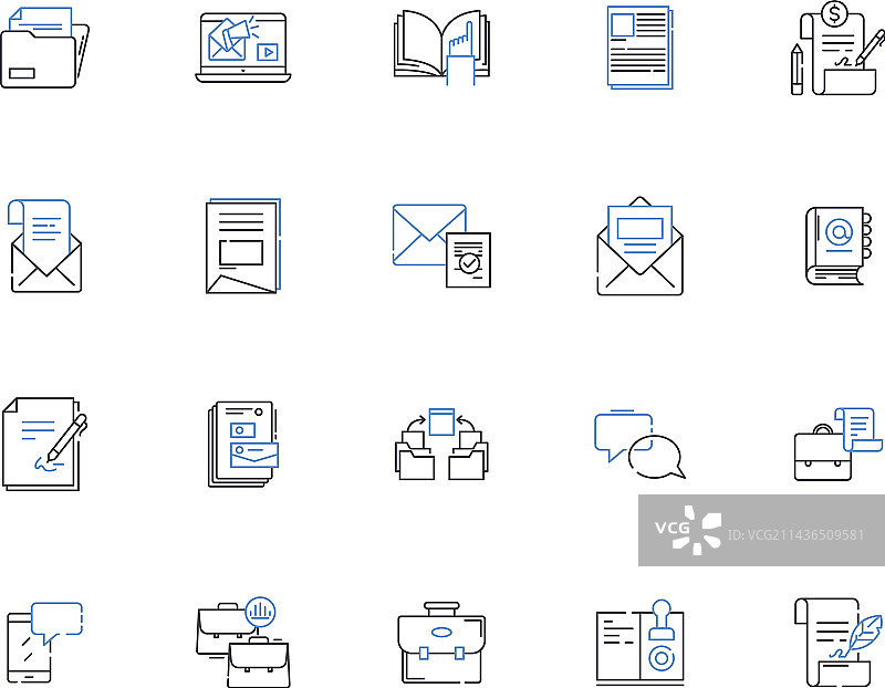 远程工作轮廓图标合集图片素材