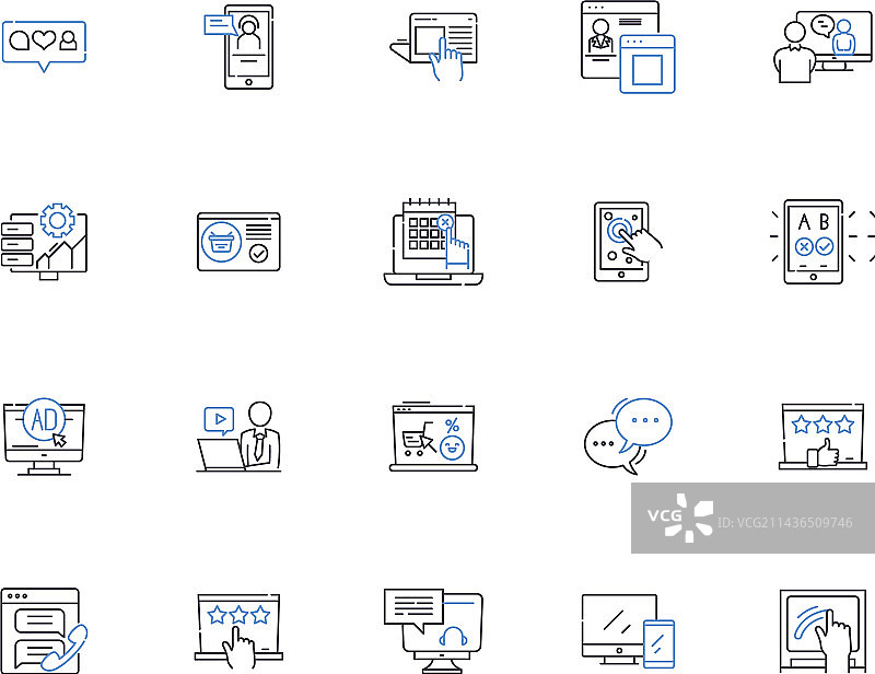 云计算轮廓图标合集图片素材