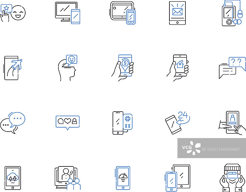 移动技术轮廓图标合集图片素材