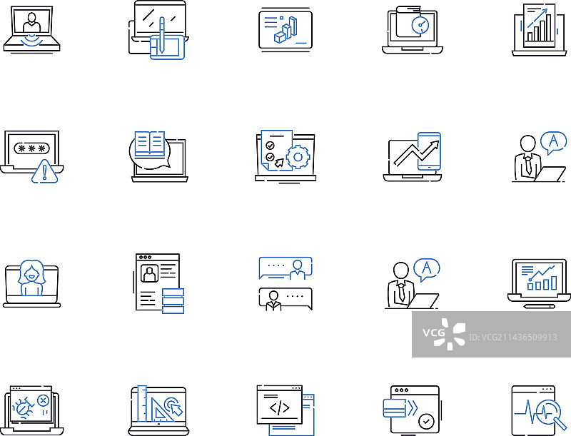 笔记本电脑轮廓图标集图片素材