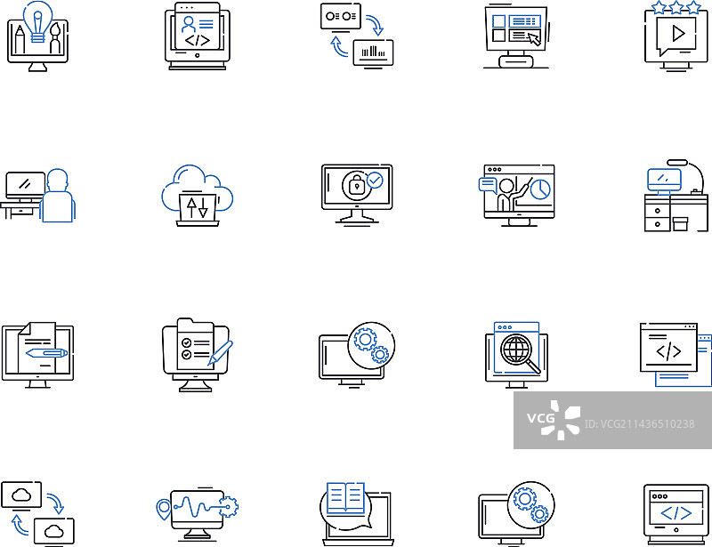 计算轮廓图标集合图片素材