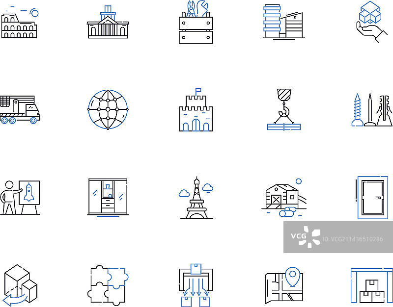 建筑轮廓图标合集图片素材