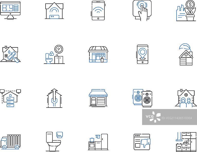智能家居轮廓图标合集图片素材