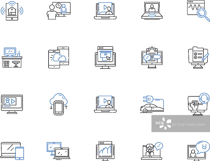 电子产品轮廓图标合集图片素材