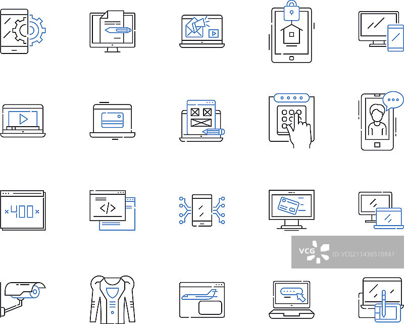 互联网与小工具线框图标合集图片素材