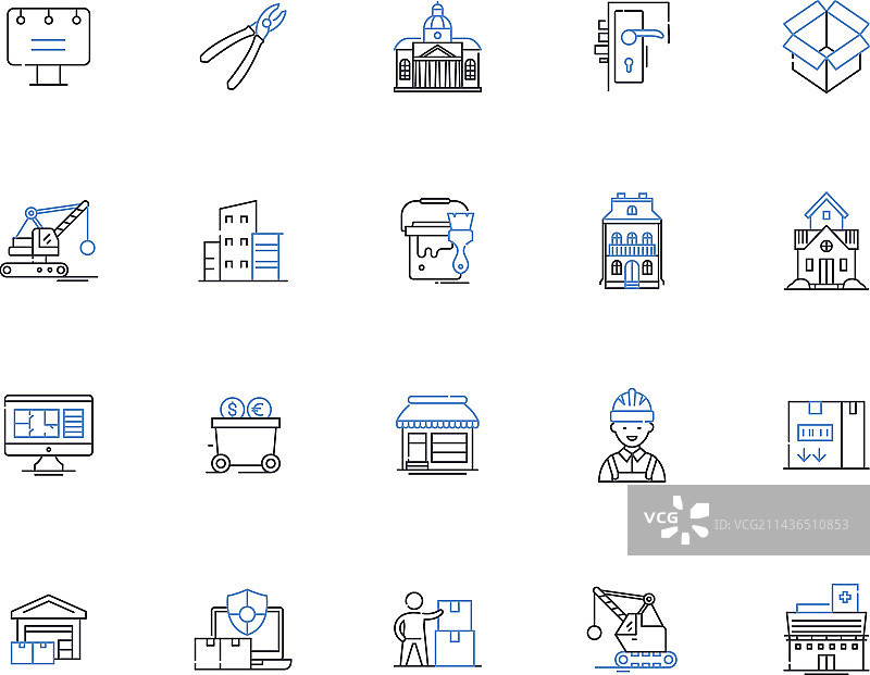 建筑轮廓图标合集图片素材