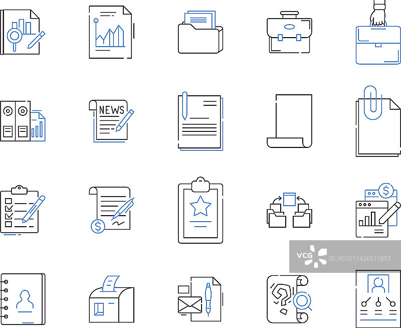 商务文件和文件夹轮廓图标图片素材