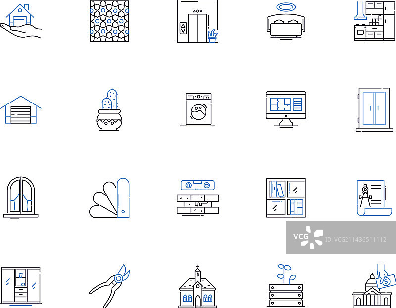 建筑项目轮廓图标合集图片素材