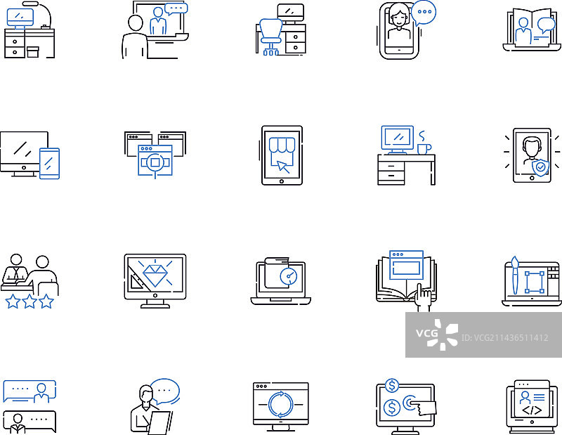 计算机轮廓图标集合图片素材