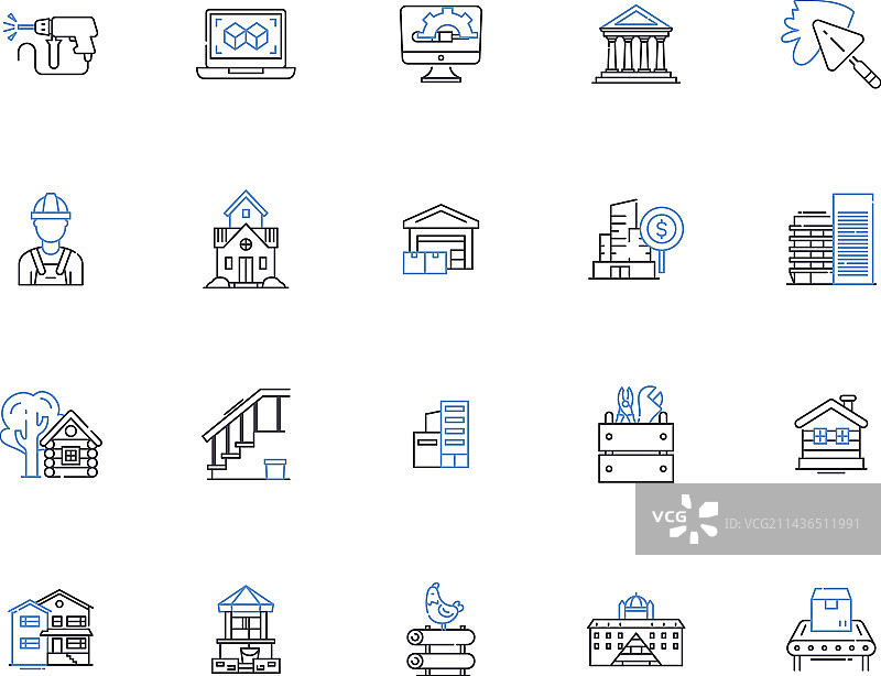 建筑物修复轮廓图标合集图片素材