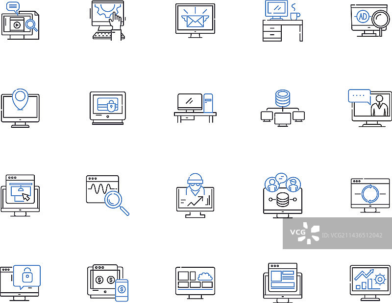计算轮廓图标集合图片素材