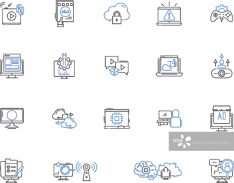 电脑技术轮廓图标合集图片素材