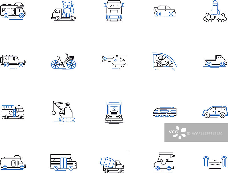 交通运输轮廓图标合集图片素材