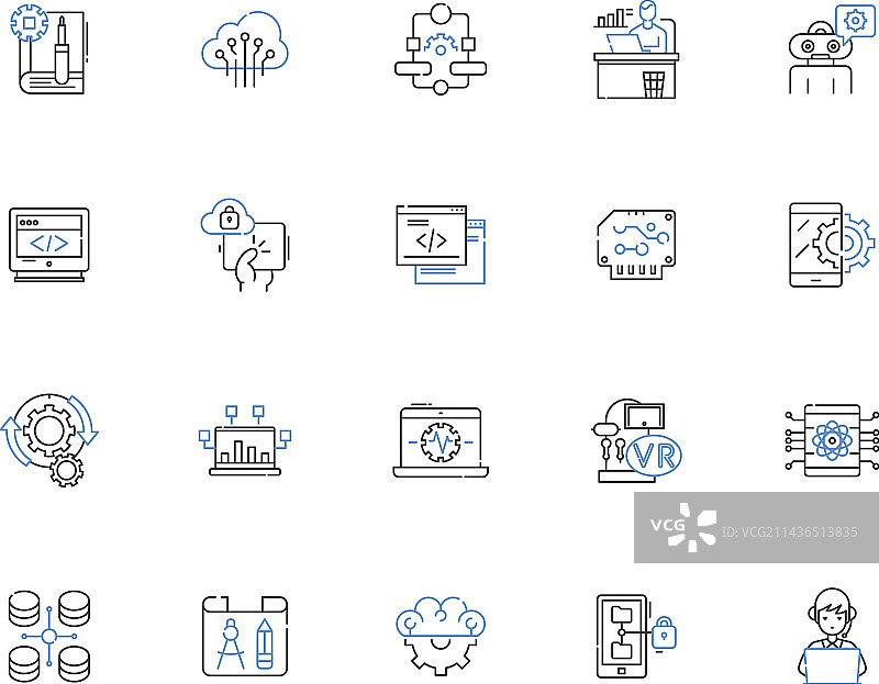 编程编码轮廓图标合集图片素材