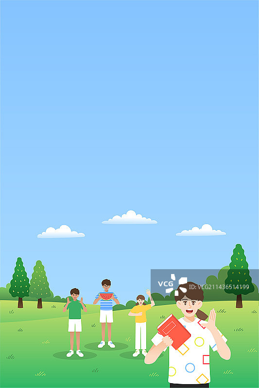 邀请来玩游戏的孩子们插画竖版图片素材