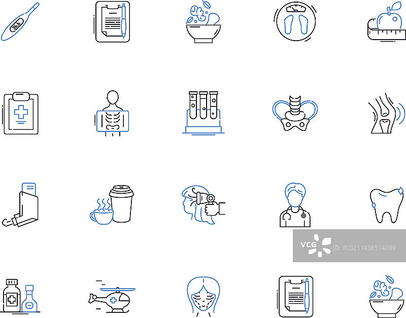 医疗保健轮廓图标合集图片素材