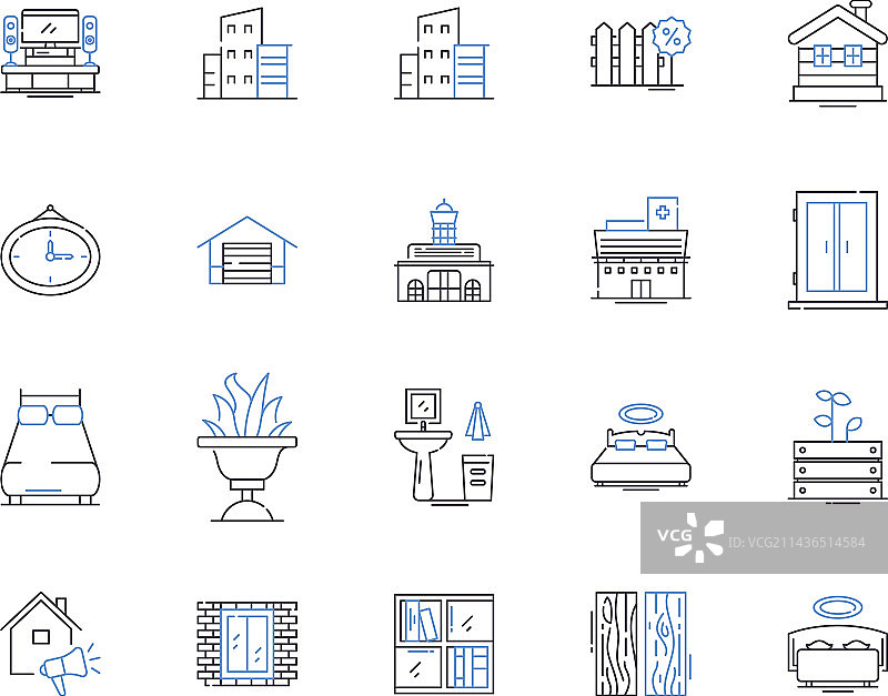 家居内饰轮廓图标合集图片素材