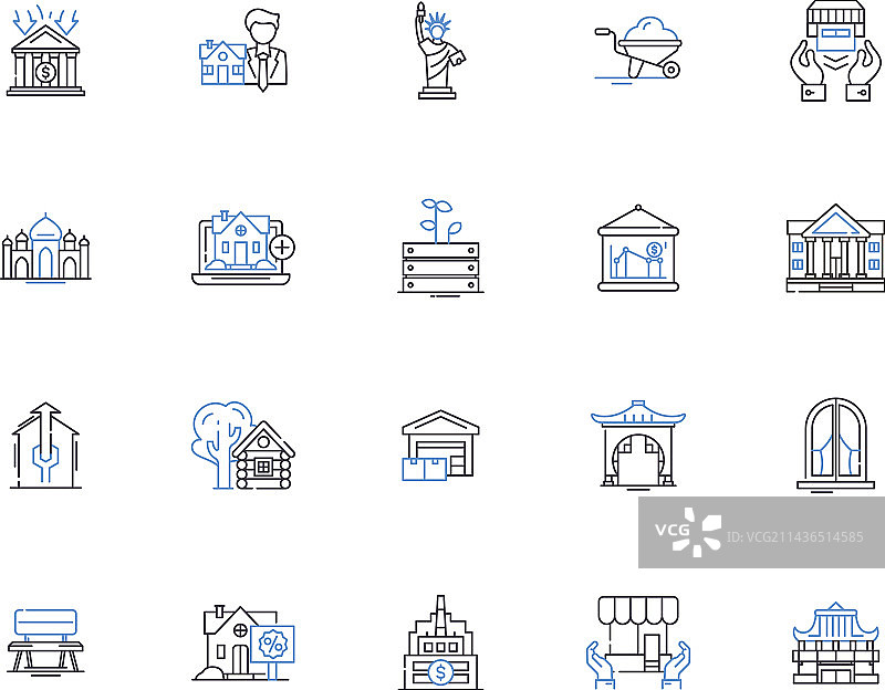 建筑轮廓图标合集图片素材