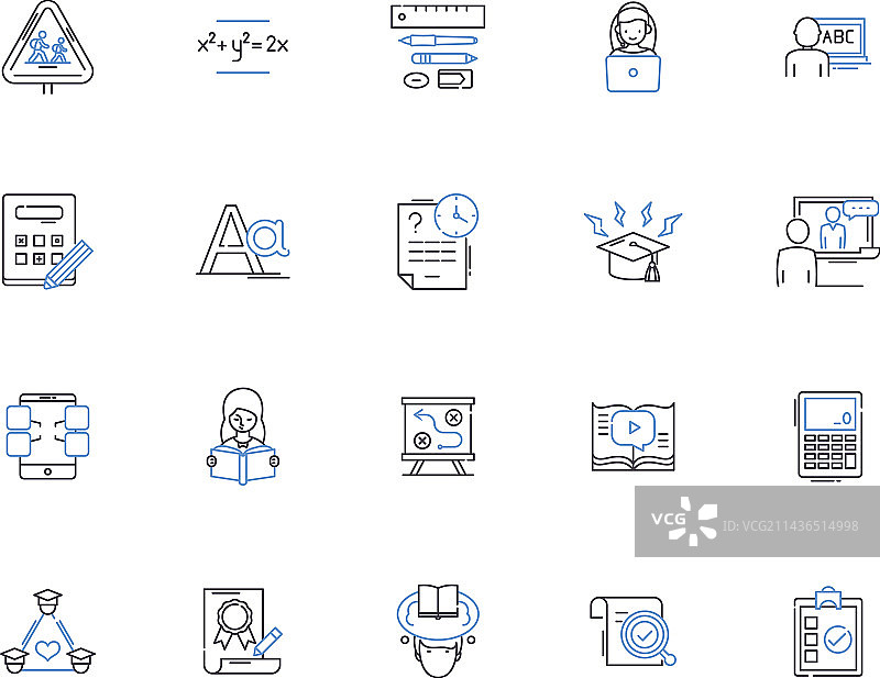 教育知识轮廓图标合集图片素材