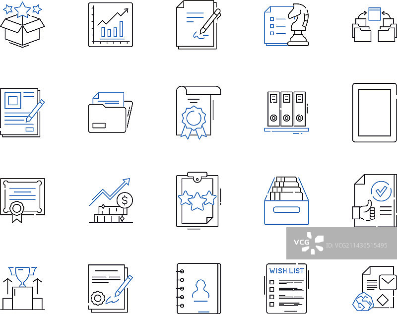 文书工作表单线框图标合集图片素材