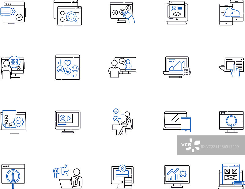 电话销售轮廓图标合集图片素材