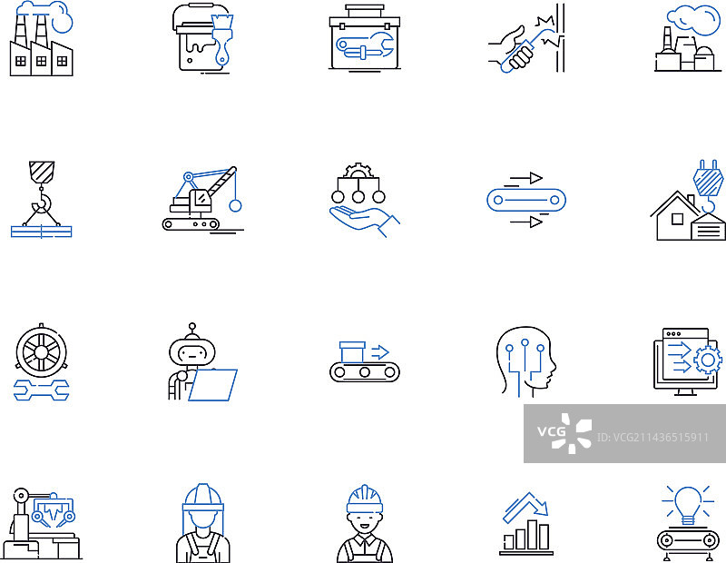 行业线稿图标集 制造图片素材