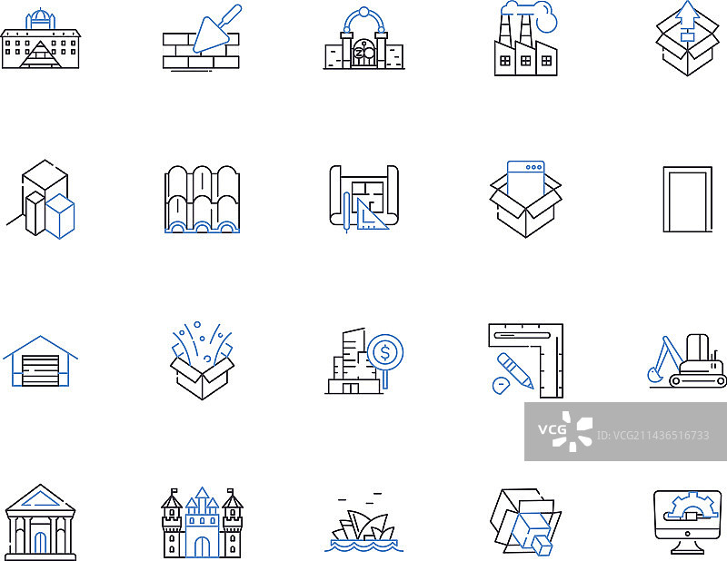 建筑轮廓图标合集图片素材