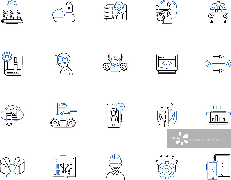 自动化轮廓图标合集：机器人图片素材