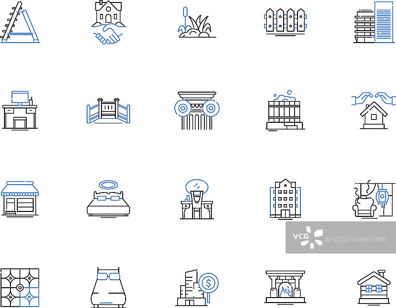 建筑项目轮廓图标合集图片素材