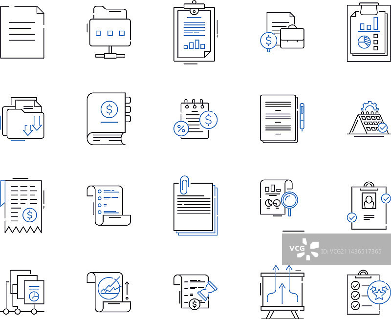 商务文件轮廓图标合集图片素材