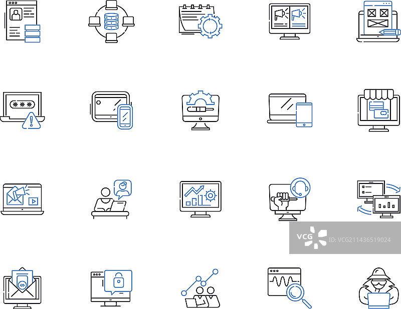 计算机轮廓图标集合图片素材