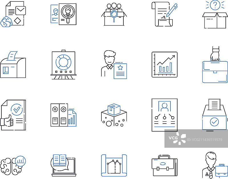 办公文档轮廓图标合集图片素材