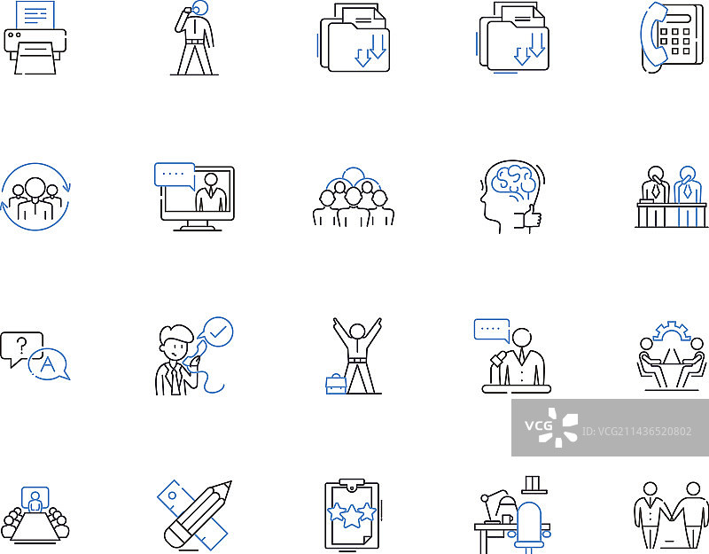 办公用品轮廓图标合集图片素材