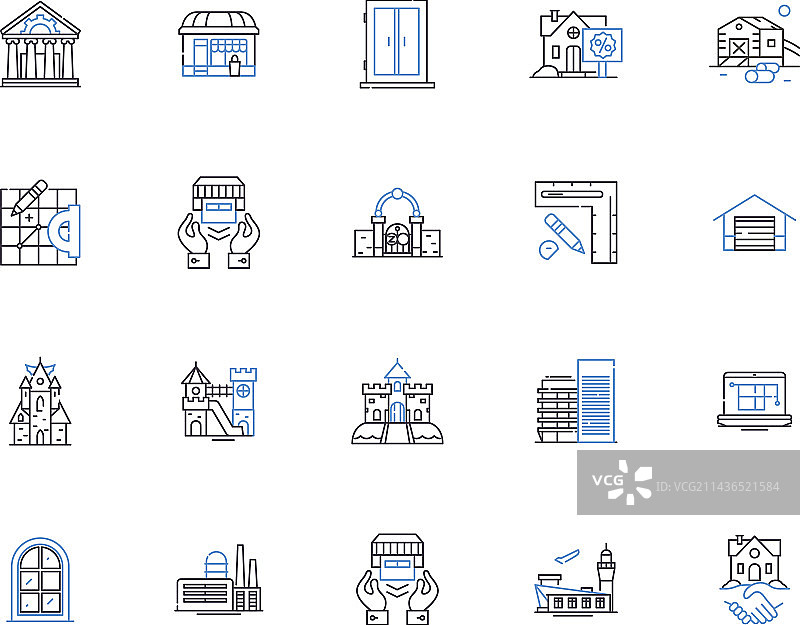 建筑轮廓图标集合图片素材