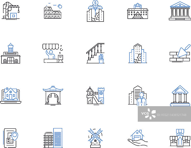 房产投资轮廓图标合集图片素材